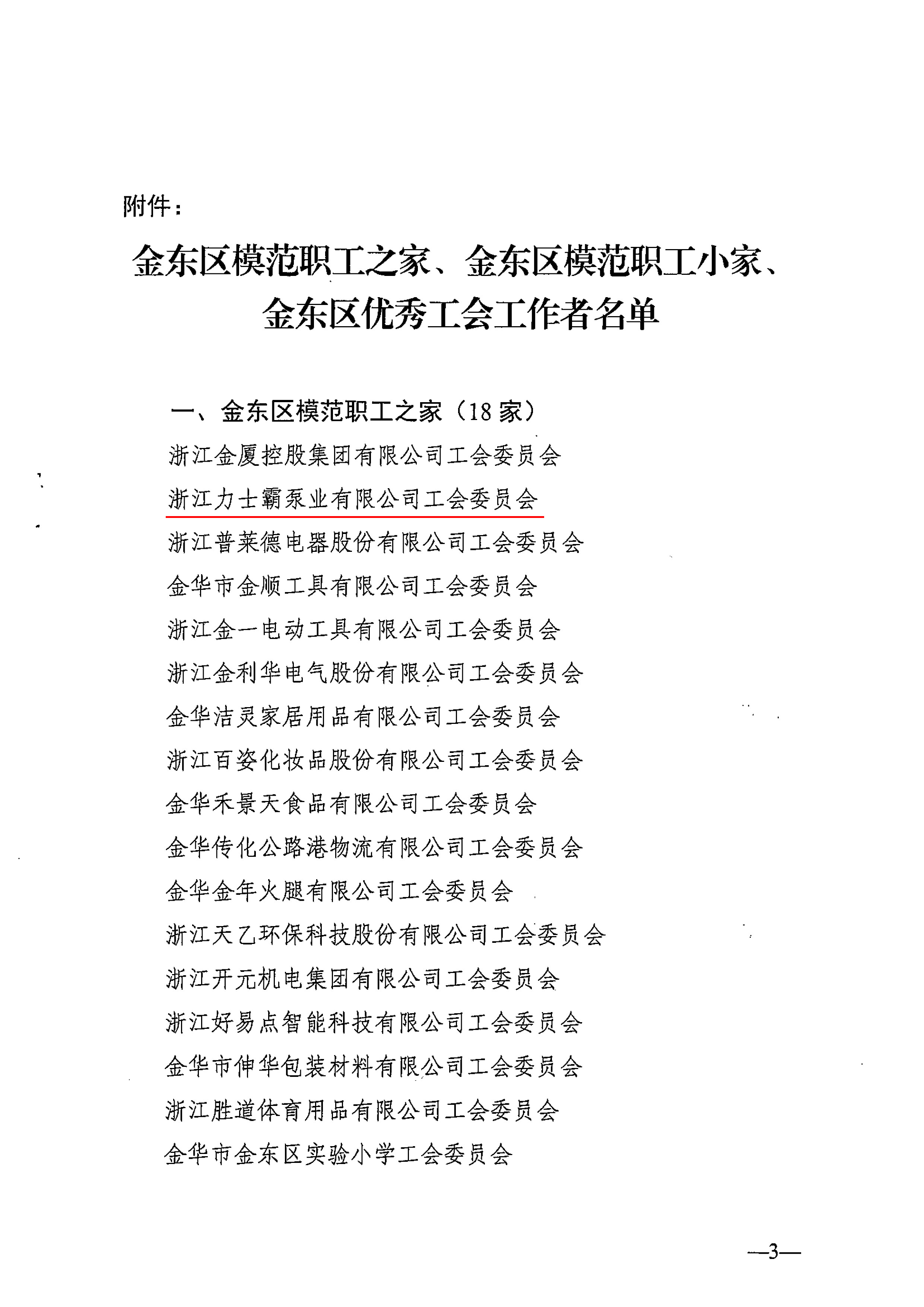 浙江力士霸泵業(yè)有限公司工會委員會獲“金東區(qū)模范職工之家”(圖3)